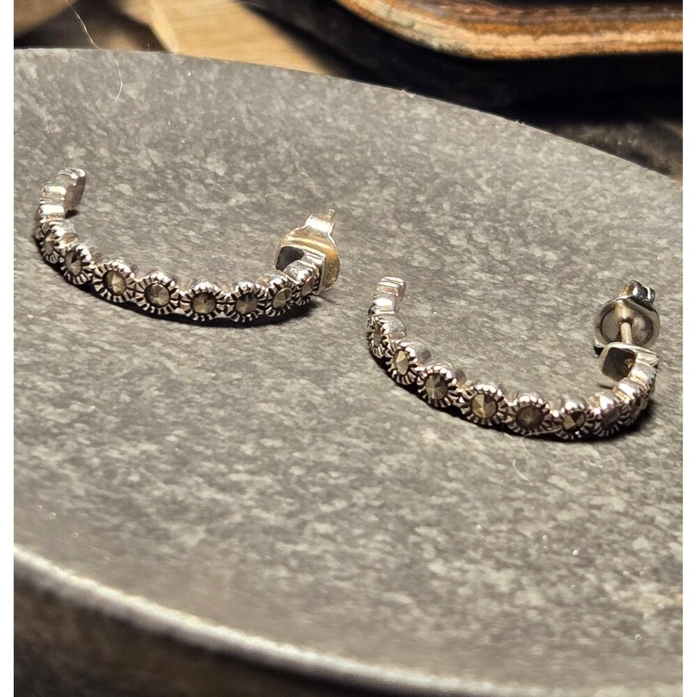 Marcasite Hoops Sterling Silver Earrings